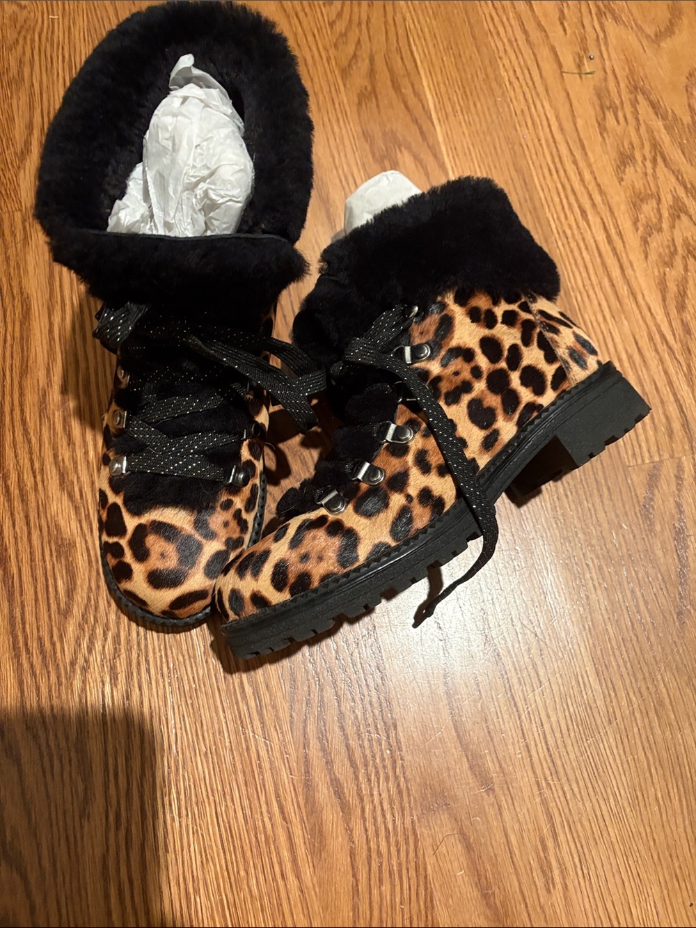 J Crew lug sole calf hair boots